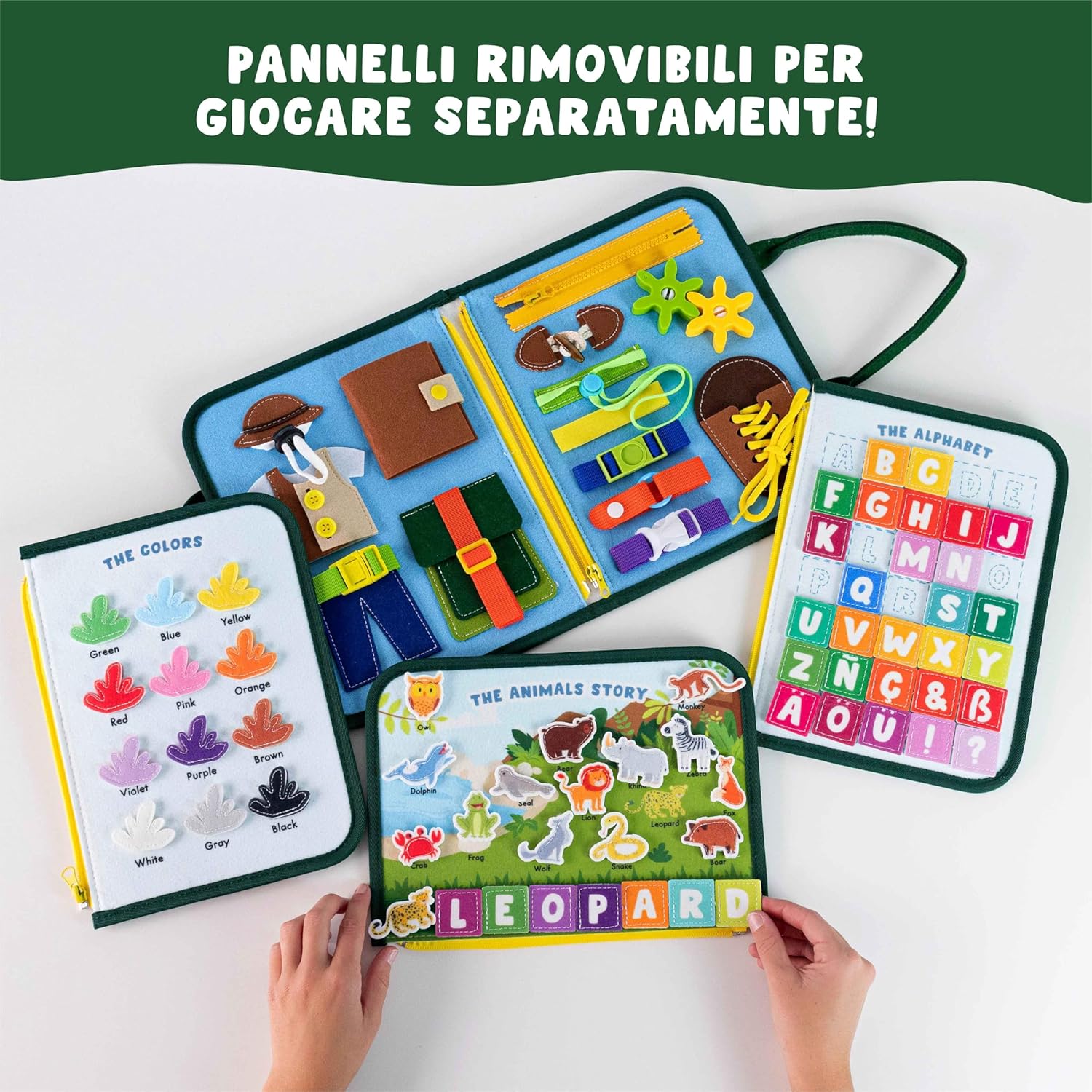 BONNYCO Montessori Busy Board Feltro. Valigetta Giochi Montessori Didattici