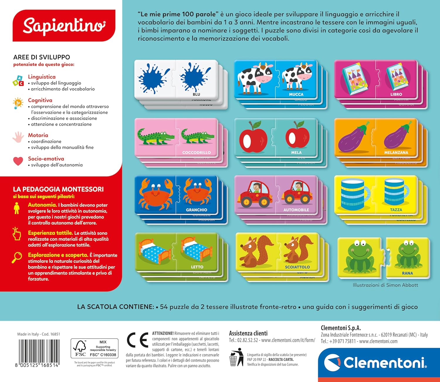 Clementoni - Sapientino Montessori Le Mie Prime 100 Parole