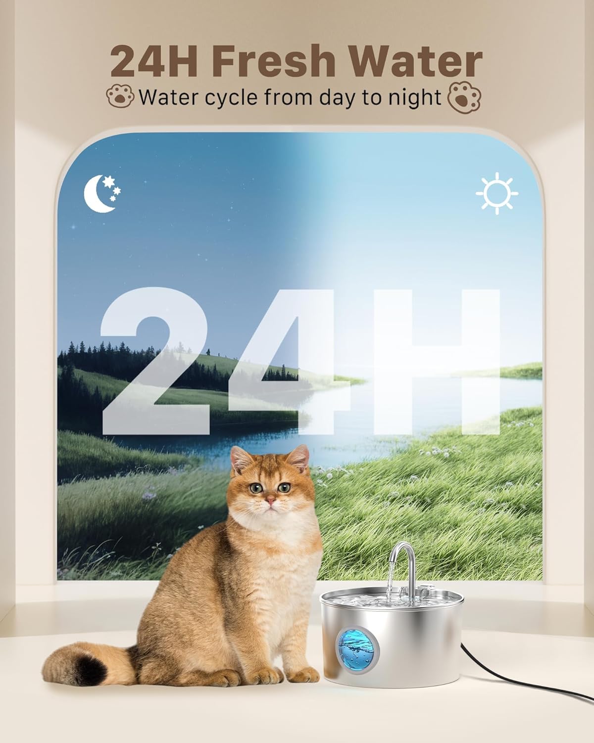 Fontanella automatica in acciaio per gatti