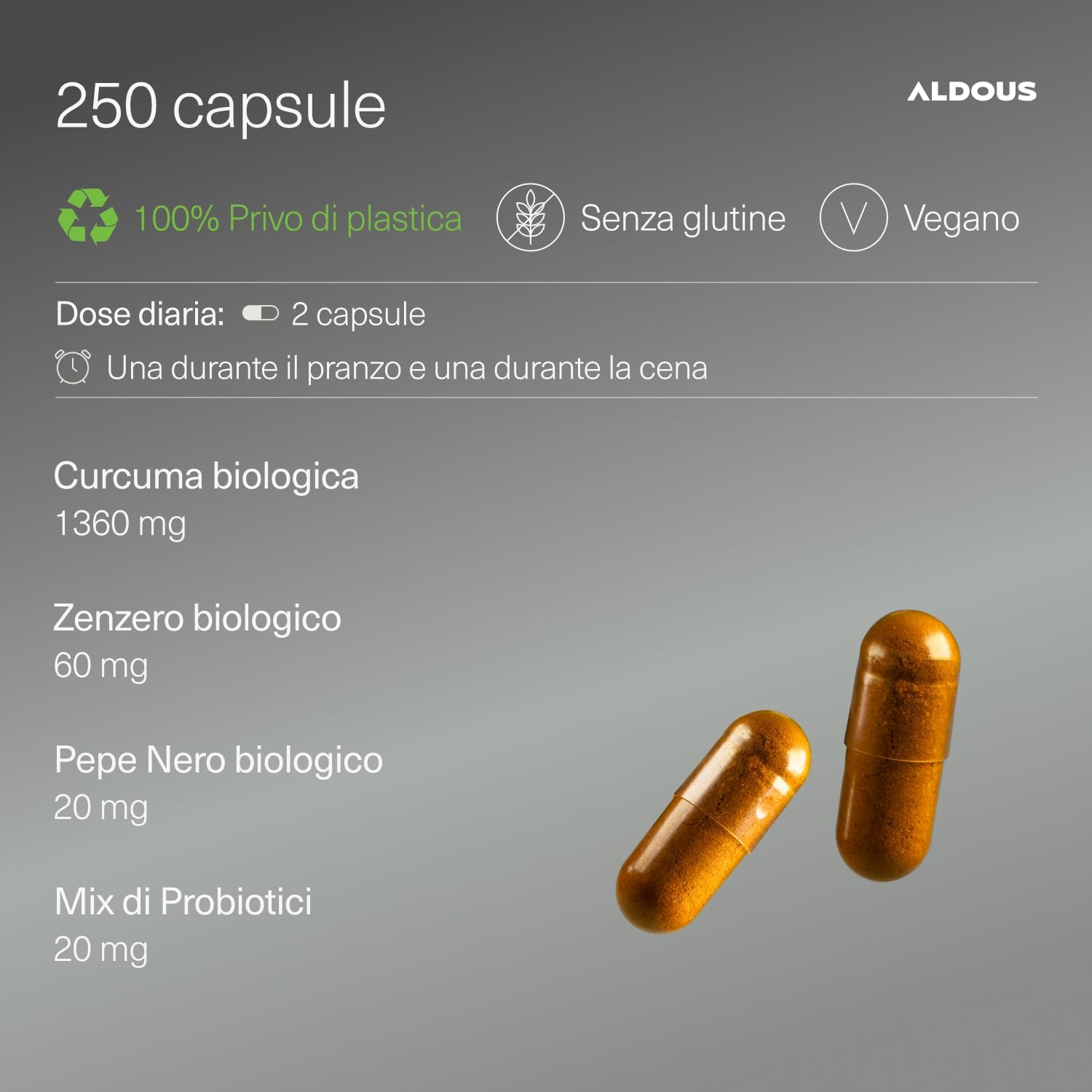 Curcuma e Piperina Plus + PROBIOTICI + Zenzero e Pepe Nero