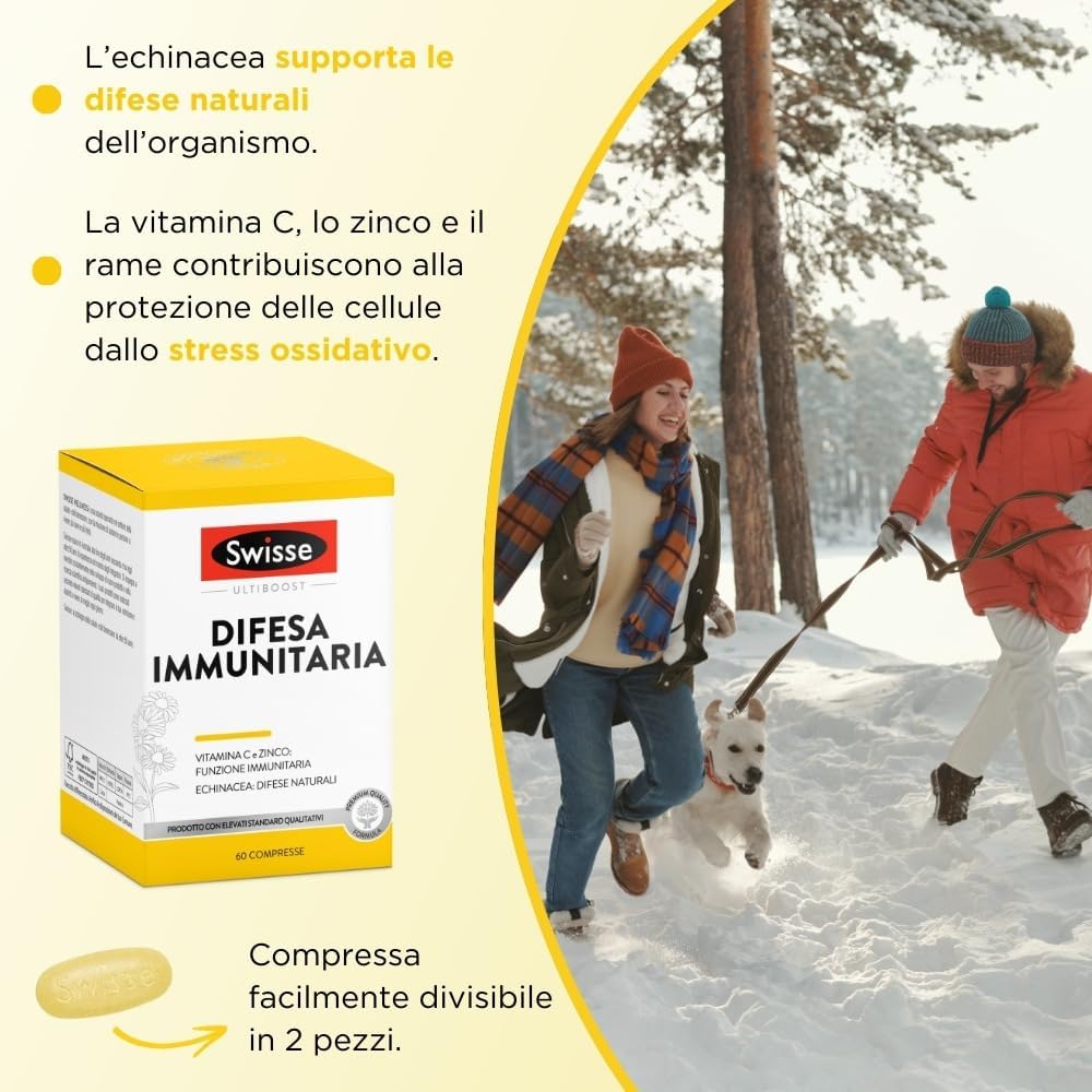 SWISSE Difesa Immunitaria - Integratore Difese Immunitarie con Vitamina C Magnesio Zinco ed Echinacea