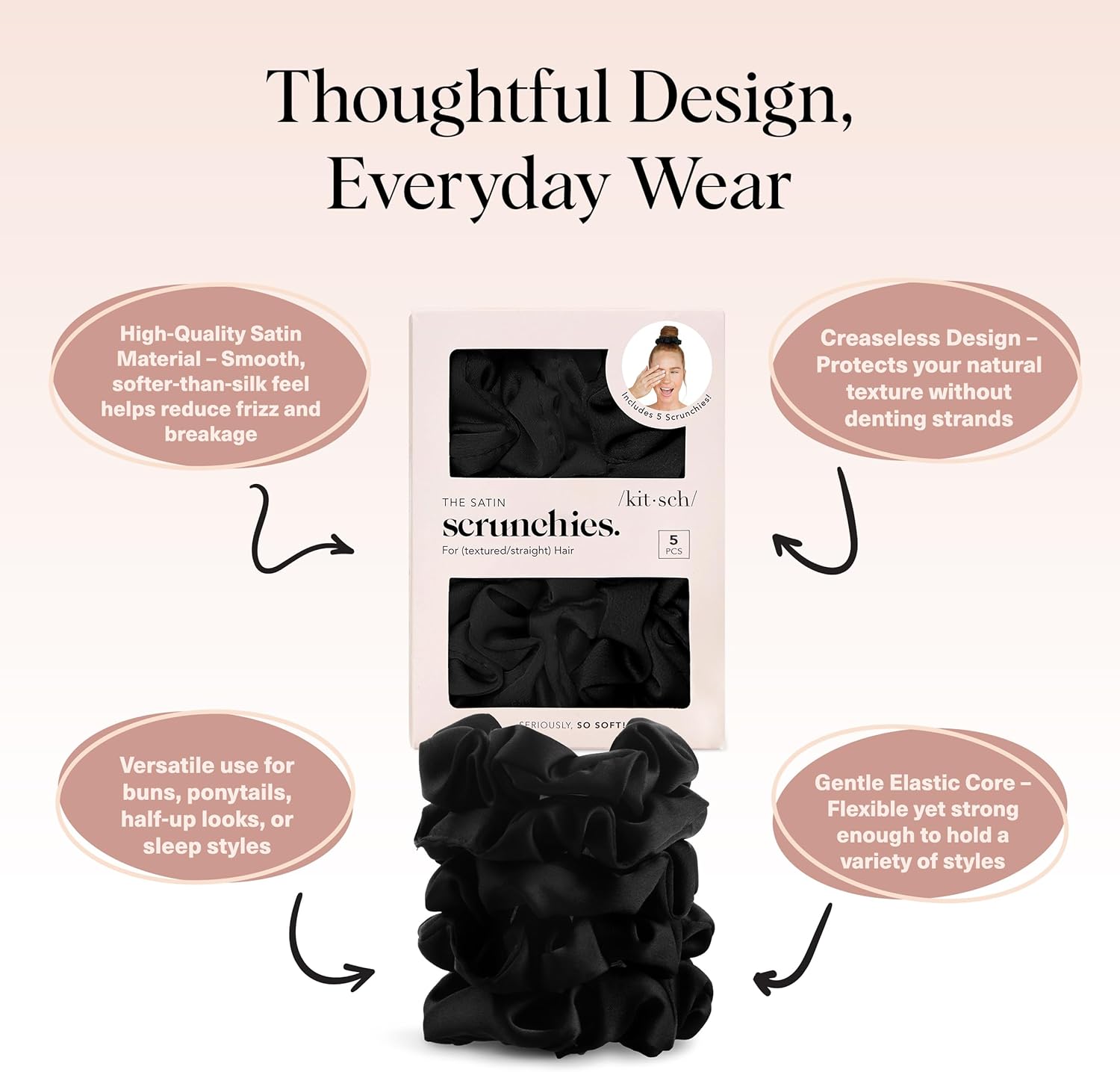 Kitsch Scrunchies Di Raso Per Capelli