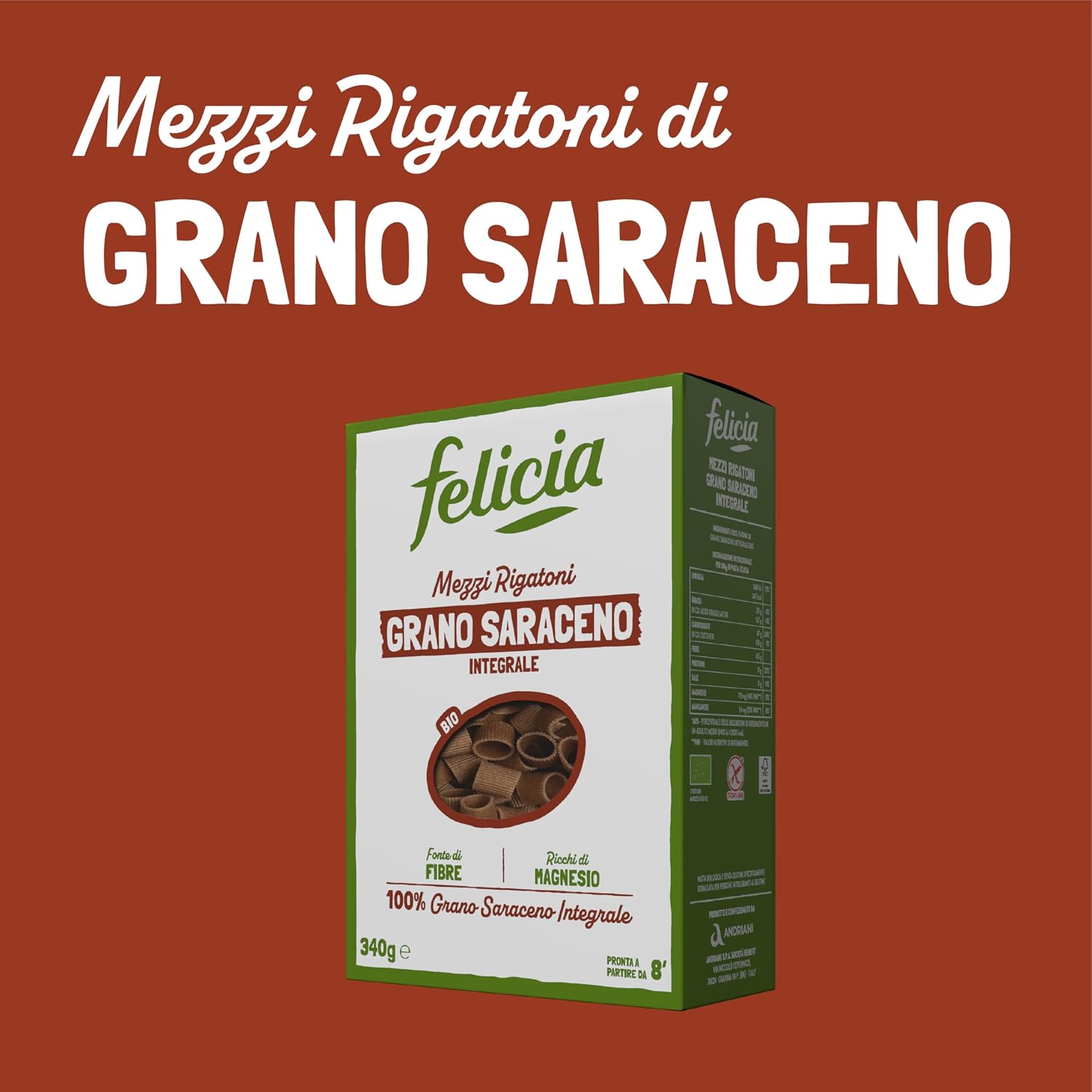 Felicia, Mezzi Rigatoni di Grano Saraceno Integrale