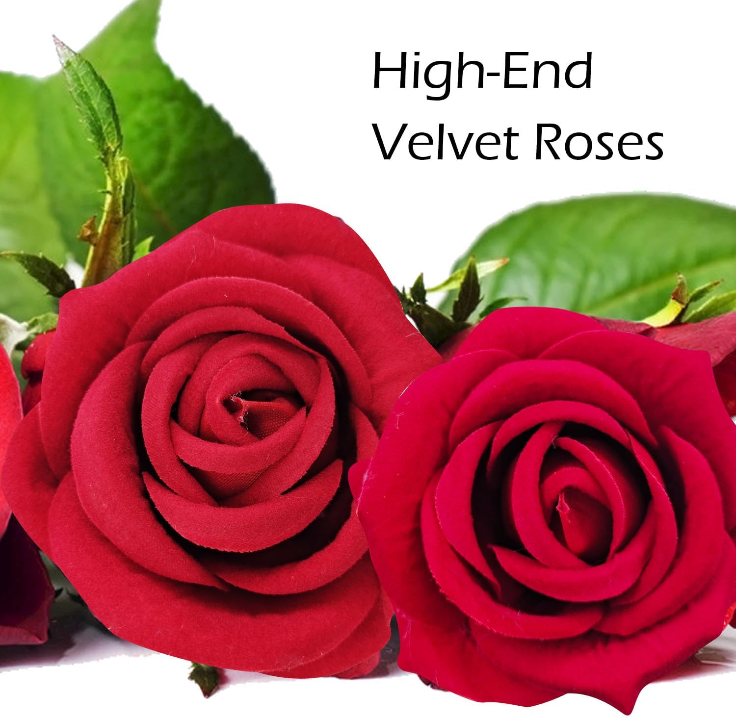 2 rose artificiali in velluto con steli lunghi