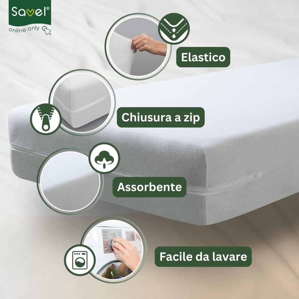 Savel, Coprimaterasso in Spugna Elasticizzata 100% Cotone